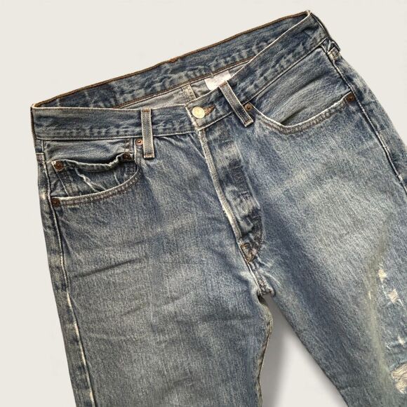 Vintage Men's Levi’s 501 Jeans 32x32 Light Wash 80s-90s Distressed Denim WPL-423 - Picture 5 of 10